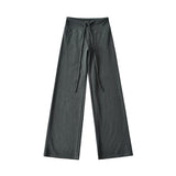Korean Small Man Standing Thin Hooded Zipper Coat + Loose Feeling Loose Draw Rope Broad Leg Trousers Two Sets Of Women