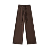 Korean Small Man Standing Thin Hooded Zipper Coat + Loose Feeling Loose Draw Rope Broad Leg Trousers Two Sets Of Women