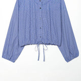 Summer New Long-Sleeved High-Collar Plaid Shirt 7484059