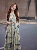 Ink Painting Vest Dress Niche Design Sense 2025 Spring And Summer New Retro Literary Temperament New National Style Long Dress