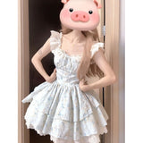 (Original T-Flower) Broken Flower Dress Women's Summer New Little Flying Sleeve Fairy Princess Dress