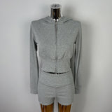South Korea's Spring And Autumn New Pure Desire Tight Body Short Hooded Jacket Elastic Bag Hip Shorts Two Sets Of Women