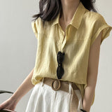 2026 Summer High-End Blue Short-Sleeved Shirt Women's Summer Commute Wearing Shirt Small Sleeveless Sleeveless Top Sense