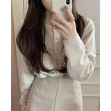 Knitted Cardigan Girl Spring And Autumn Thin Gentle Temperament Fashion Long-Sleeved Short Knit Sweater Coat Top