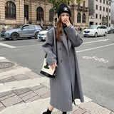Imitation Cashmeet Coat Woman 2025 Autumn And Winter New Korean Version Of Loose Medium And Long-Term Hepburn Wool Coat Woman