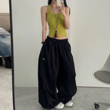 [Shck Drying] Ins Net Red Retro Summer Broad Legs Loose Sports Dance Jazz Casual Workwear Trousers
