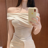 Purely Want To Repair Slim Collar Short-Sleeved T-Shirt Women Folded Short-Sleeved Blouse Women Piled Up Collars Summer