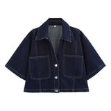 Spring New Pocket-Dressed Denim Shirt 7484064 Double Skirt 7484062