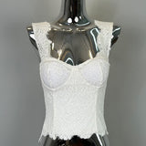 Summer New Pure Desire V-Neck Tight Breasts With Chest Cushion Top Lace Spliced With Tsets T-Shirt Woman Trend