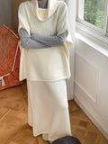 Autumn/Winter 2025 New Lazy Wind Relaxing High-Necked Loose Sleeveless Knitted Jersey Simple Dress Two Sets