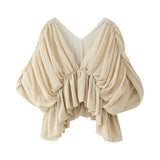 New Slim Thin Bat Sleeves Folded Top