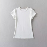 Spice Girls Base Shoulder Short-Sleeved T-Shirts Summer New Elastic Slimming Bottom Short-Sleeved Top
