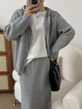 Casual Sports Set Women's Autumn/Winter 2025 New Hoodie Knitwear Knitwear Jacket + Two-Piece Skirt