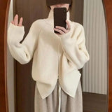 Fashion Zipper Knit Coat Top Sweater Women's Autumn And Winter New High-End Design Casual Knitting Cardigan Tide