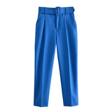 Spring 2025 New ñÞÖå Multi-Colored Harun Pants Casual Solid-Colored Small-Footed Women's Trousers Belt