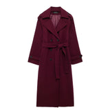 BSK&TRAF Women's Clothing Fall 2025 Classic British Hair This Double Buckle Wind Coat Coat
