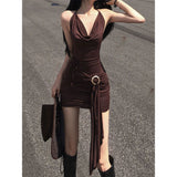 2025 Thai V-Neck Hanging Neck Sling Dress Women's New Summer Dress Bodyd High-End Temperament A Word Skirt