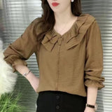 New Autumn Round-Neck Shirt Solid Color Slim Long Sleeves Of Korean Version Of The Fashion Explosion Temperament Tat-Shirt