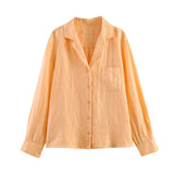 Spring New Pure-Color Pocket-Decorated Casual Shirt 5344010