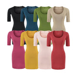 Korean Pure Temperament U-Neck Dress Dress Women Summer Tight Elasticity Skinny Hot Girl With Short Skirt