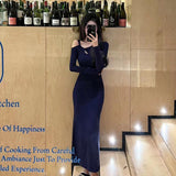Temperament Pure Lust Wind Irregularly Collared Shoulders Pure Color With Long Sleeve Dress Autumn And Winter Thick Grinding Coat Ass Long Dress