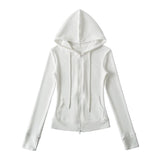 Relaxing Deheder Red Sports Set Long Sleeved Hooded Zippered Coat Lazy Loose Drawn Legs