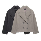 Autumn New Double Lint Hybrid Double Buckle Dress Short Coat 8372289