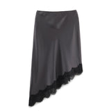 Autumn New Lace Splicing Silk-Sing Texture Asymmetric Skirt 4772518