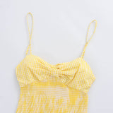 Summer New Small Check-In Bow Ornament Back Hollow Dress 8034522