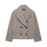 Autumn New Double Lint Hybrid Double Buckle Dress Short Coat 8372289