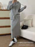 Casual Sports Set Women's Autumn/Winter 2025 New Hoodie Knitwear Knitwear Jacket + Two-Piece Skirt