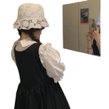 French Princess Dress Suit Bubble Sleeve Temperament Lace Shirt + Back-Sleeve Vest Dress Sweet Two-Piece