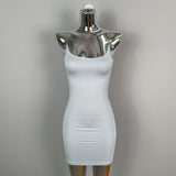 Light Apricot Double U-Neck Tight Body Thin Sling Bag Hip Dress Skirt Pure Hot Girl Short Dress New Summer