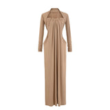 Holiday Style Solid Color High-End Feeling Hanging Neck Tset Dress Women Autumn New Hottie Sexy Shoulder Bag Hip Dress