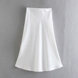 Spring 2025 New Tight Waist Simple Set Solid Color Lirt Solid Color Half Body Skirt