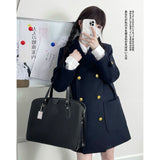Autumn And Winter New College Style School For Feeling Hair Coat Women Jk Uniform Double Buckle Commuting Coat