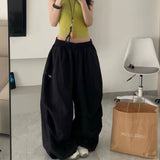 [Shck Drying] Ins Net Red Retro Summer Broad Legs Loose Sports Dance Jazz Casual Workwear Trousers