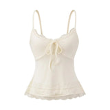 Sweet Babes V-Neck Lace Spliced Sling Vest Women's Summer Lace Pick-Up Waists Are Skinny Sexy And Pure Desire Tops