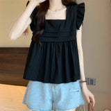 French Collar With Sweet Shirt Round Collar New Summer Retro Design Feeling Thin Short Doll