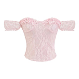 Spice Girl's New Lace Slings Summer New Lace´ø Vests One-Word Shoulder-Smeared Suspension Slings