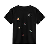 92 Cotton 8 Spandex Summer Slimming With Embroidery Short-Sleeved Girl T-Shirt Cartoon Puppy Print Design Small Blouse