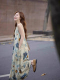 Ink Painting Vest Dress Niche Design Sense 2025 Spring And Summer New Retro Literary Temperament New National Style Long Dress