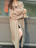Orange Long Sweater Coat Women's Autumn And Winter New Temperament Thick Lazy Loose Knitting Shirt