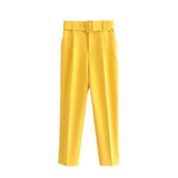 Spring 2025 New ñÞÖå Multi-Colored Harun Pants Casual Solid-Colored Small-Footed Women's Trousers Belt