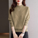 Half-High Collared Sweater Lady Autumn And Winter 2025 New Loose Fashion With Knitted Bottom Shirt Tide