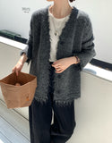 Korean Milk Whirling Soft Sweater Cardigan Dress Woman 2025 New Autumn And Winter Lazy Loose Warm Long-Sleeved Knit Coat