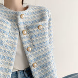 2025 Spring And Autumn French Pearl Buckle Coat Female Small Loose Short Temperament Blouse Comfortable Leisure Style