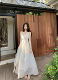 Vacation Wind Flower Design Sense Of Sling Dress Women 2025 Summer New Waist Showing Thin And Fairy Long Dress