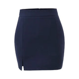 Hottie Sexy High-Waisted Thin Side Open Fork A-Word Skirt Short Skirt Women's Autumn Anti-Walking Skirt
