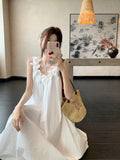 Holiday Style Heavy Industry Three-Dimensional Flower Vest Dress 2026 Spring New Loose Casual Word Long Dress Women's Tide